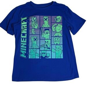 Minecraft Blue Kids Short Sleeve T-Shirt